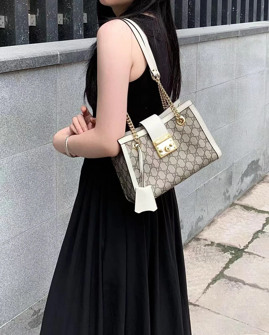 95新 GUCCI/古驰 padlock白色tote包/98新/优品