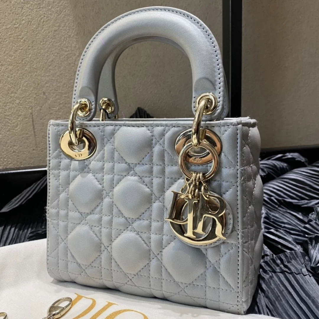 全新未使用 DIOR/迪奥 dior 三格戴妃 珠光灰包/公价39500/甄选
