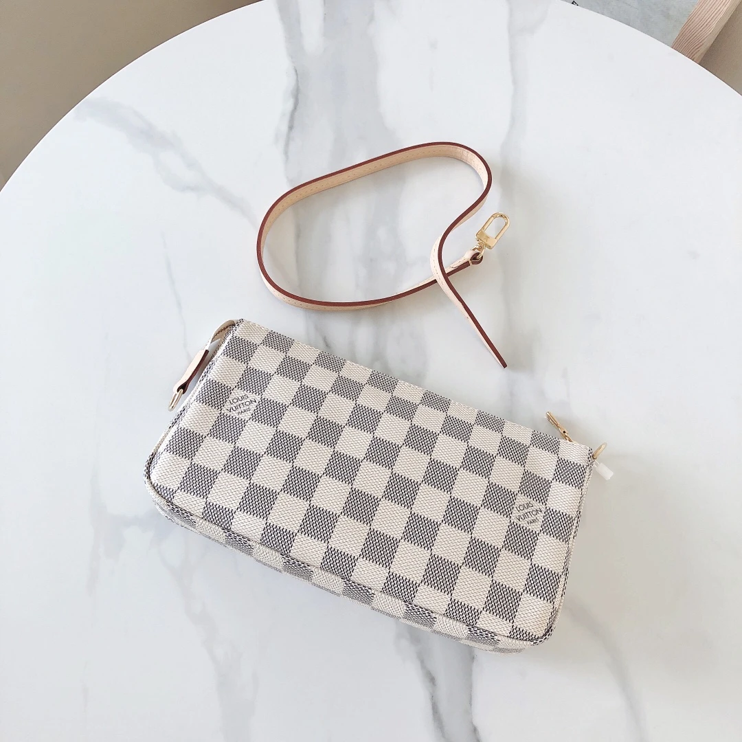 99新 LouisVuitton/路易威登 大麻将白棋盘格单肩包/优选