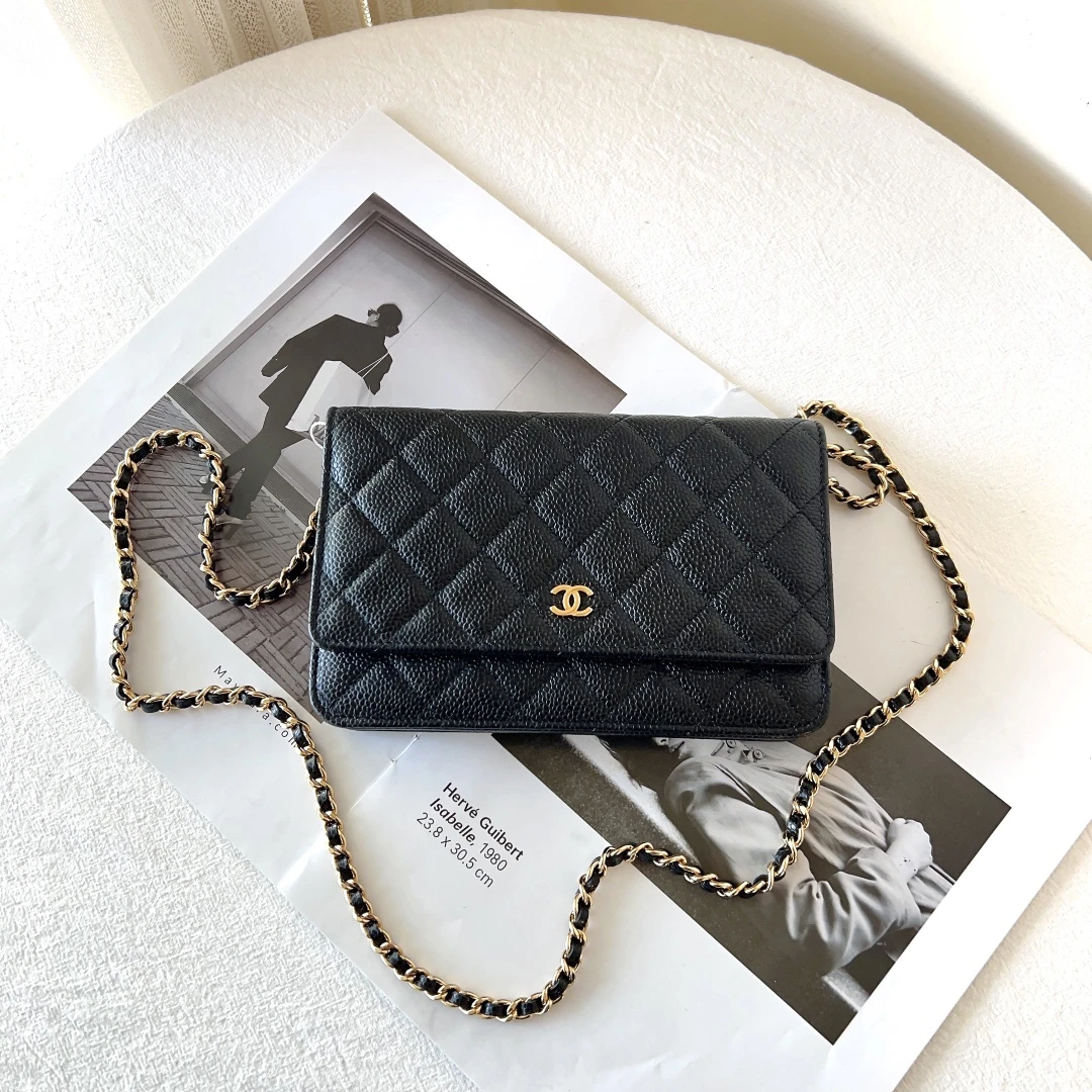99新 Chanel/香奈儿 chanel发财woc黑金荔枝牛/严选