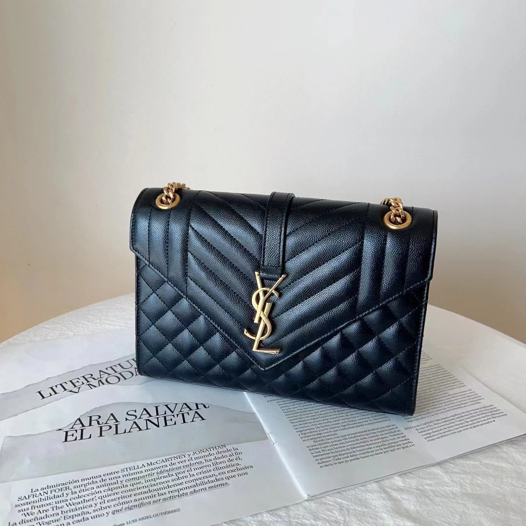 99新 YSL/圣罗兰 YSL 新款信封中号黑金包/无公价/甄选