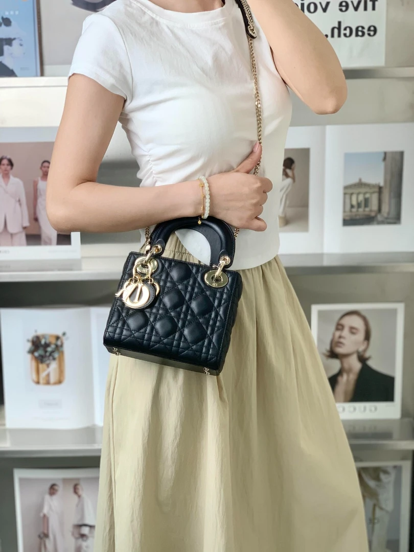 99新 DIOR/迪奥 三格戴妃黑金/优品