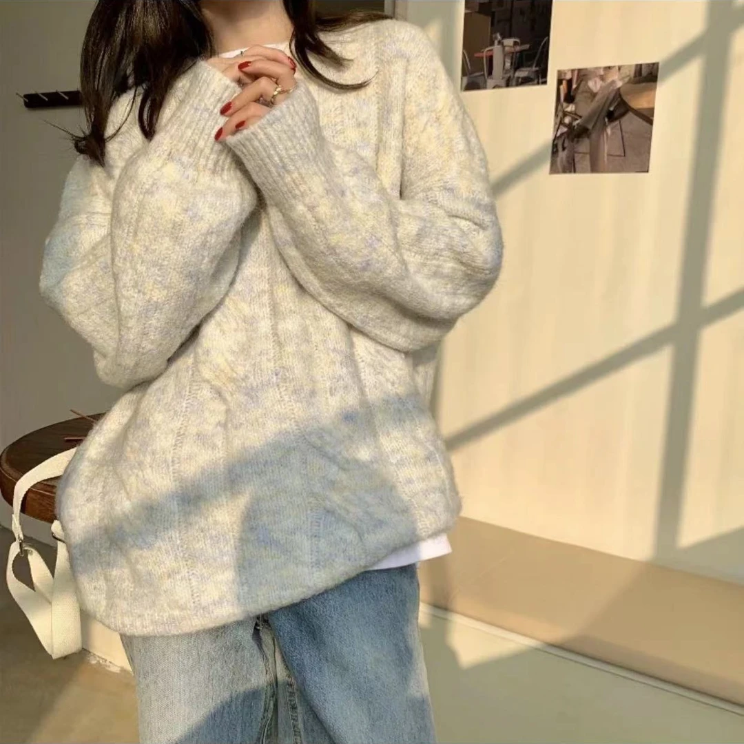 福利--拍下选择编码--秋冬软糯麻花套头毛衣女奶系慵懒风针织衫