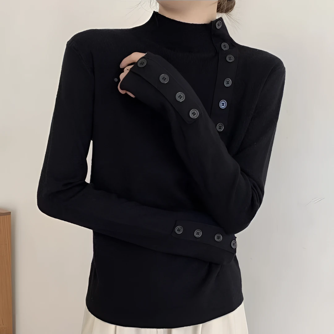 福利---设计感半高领长袖打底衫女秋冬针织内搭修身洋气百搭纯色