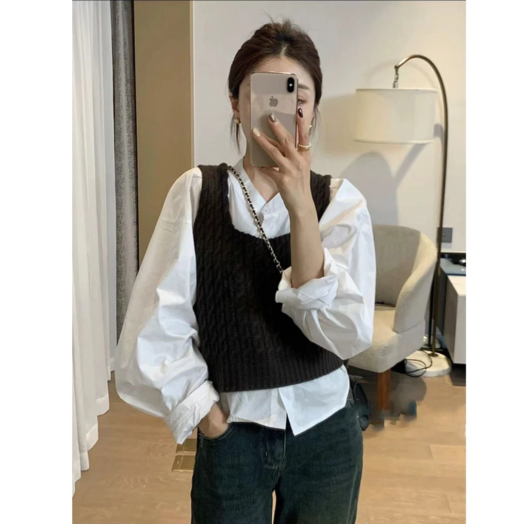 福利--拍下选择编码--秋冬装宽松小众针织显瘦叠穿韩版无袖背心女