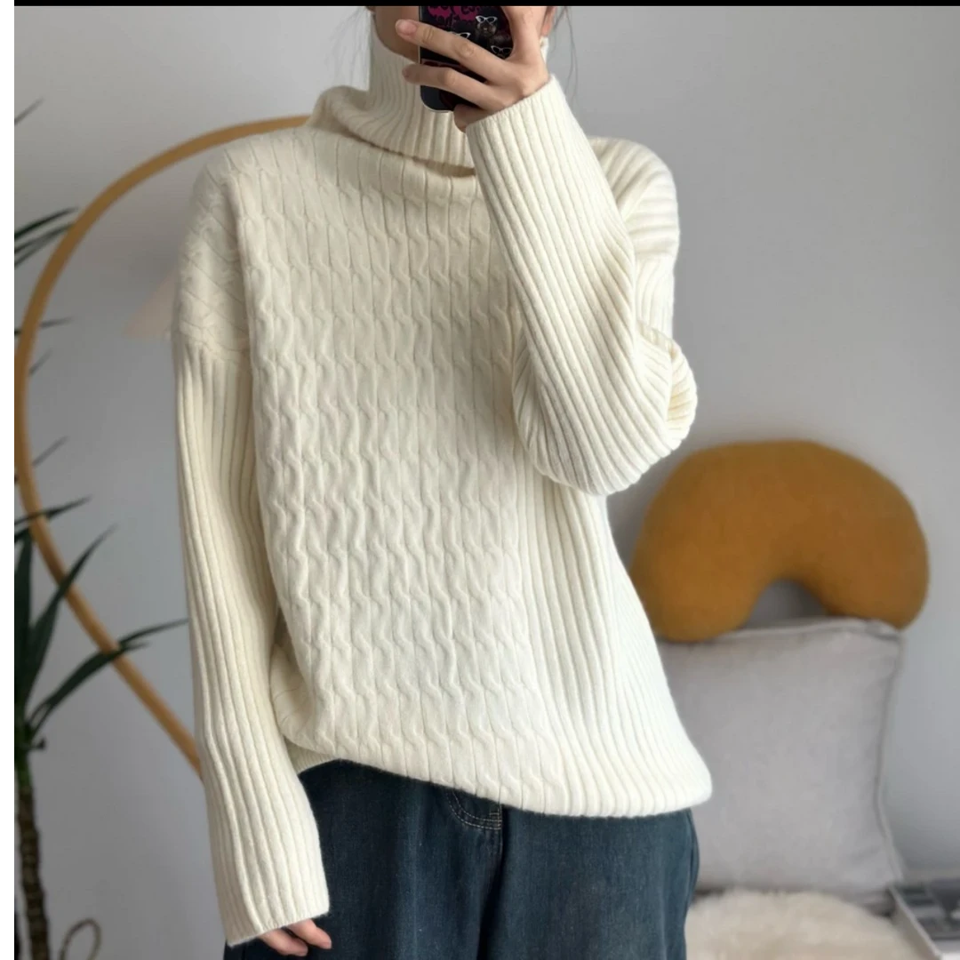 福利-选择对应编码拍-秋冬宽松慵懒风百搭加厚纯色长袖针织衫毛衣