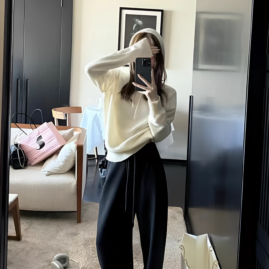 福利--拍下选择编码--秋冬装简约休闲时尚显瘦针织连帽毛衣女