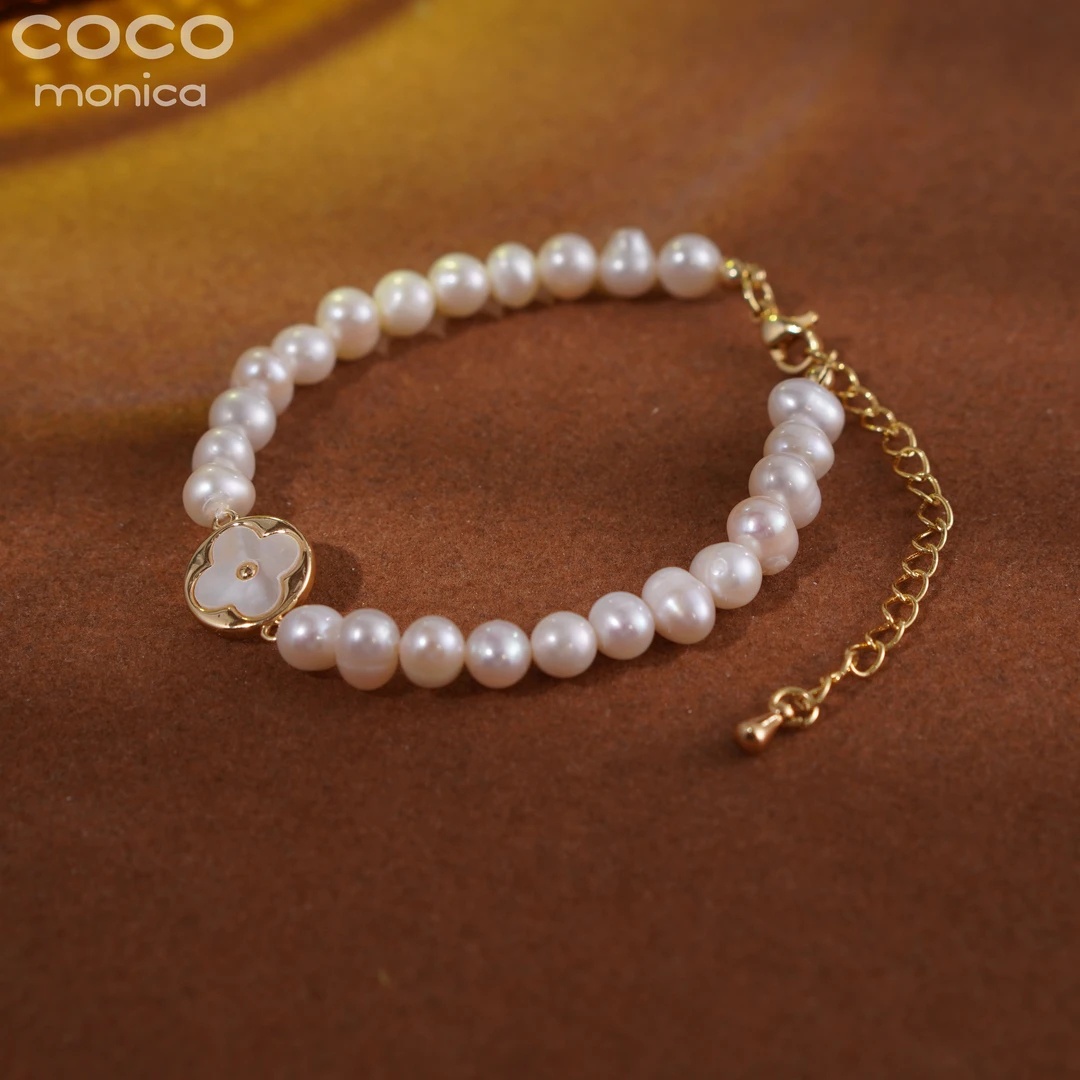 E-84轻奢潮流百搭四叶草珠珠手串