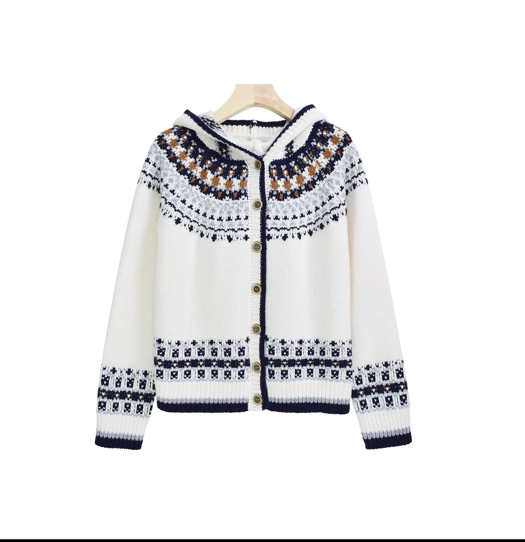 【鱼妈专属】冰岛~慵懒风毛衣外套女 秋冬100%绵羊毛连帽针织开衫