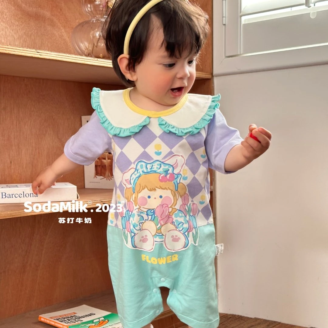 苏打牛奶卡通218/312夏季莱卡宝宝儿童童装睡衣家居服纯棉