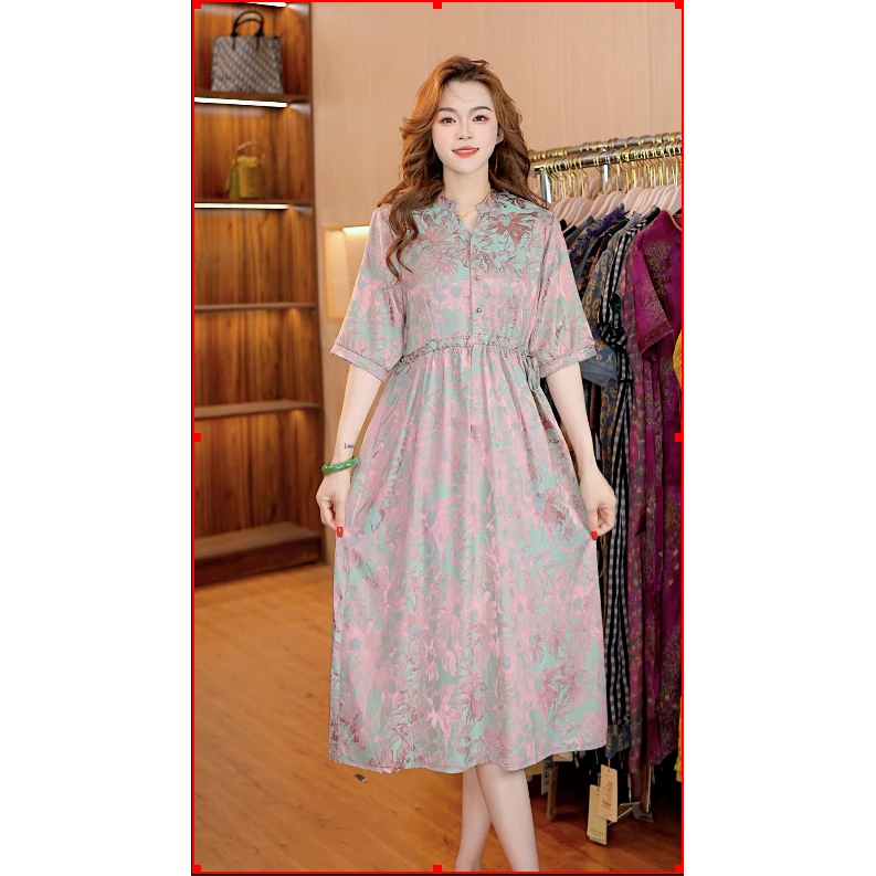 1990-3粉绿渐变女士连衣裙夏季