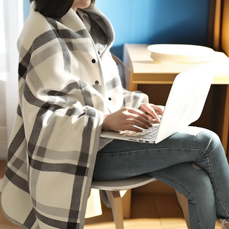 女秋冬季加厚保暖多用途披肩盖毯慵懒外搭懒人毯子午睡斗篷沙发毯