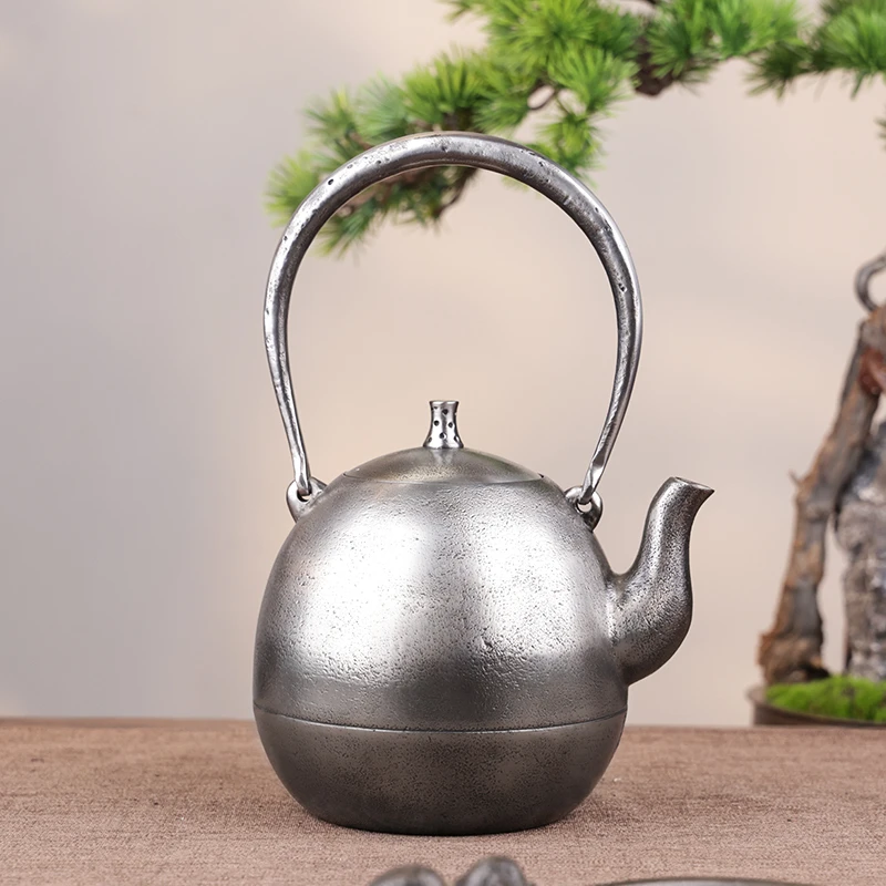雨宫宗落款砂铁蕾形素壶 全手工 1000CC  砂铁铁壶日式铁壶