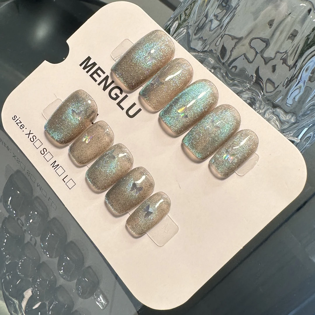 蓝眼泪 纯手工穿戴甲十片装