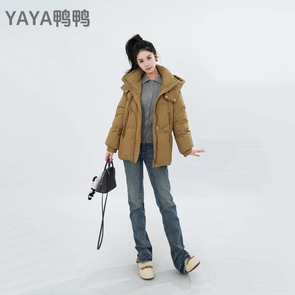 YAYA/鸭鸭羽绒服女款短款秋冬新款时尚休闲保暖外套YE4B605772H