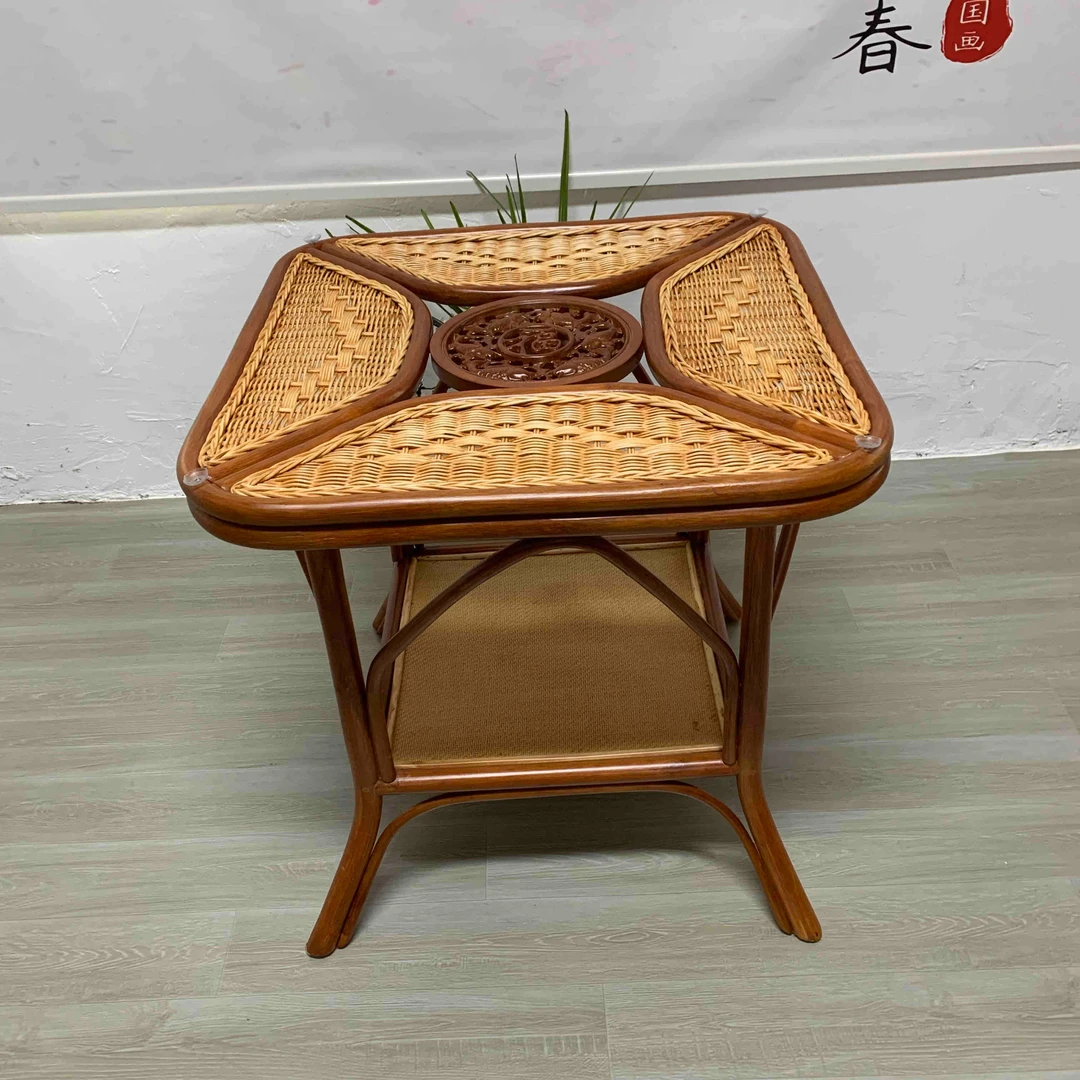 藤桌手工客厅家用禅意单人茶桌椅藤编休闲桌