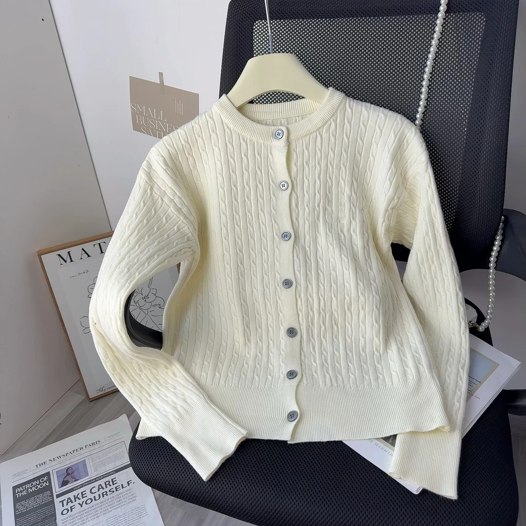 刺绣针织开衫女2025秋冬季新款复古麻花修身显瘦软糯毛衣外套女