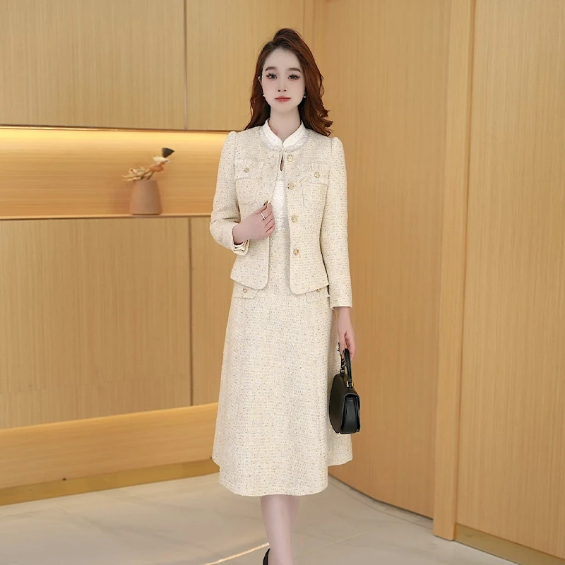 【两件套】2024秋季优雅修身高贵显瘦女装收腰百搭洋气长袖两件套群