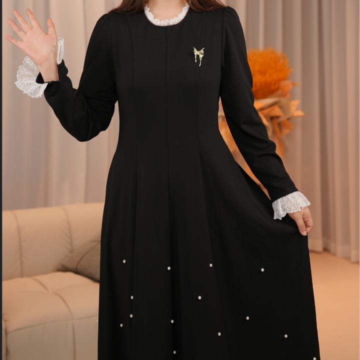 【雯雯】大码女装2024新款法式秋冬长裙气质优雅显瘦遮肉带弹力