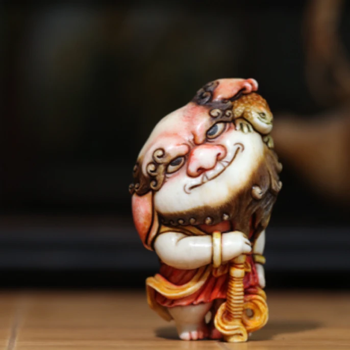 禅狮 顶呱呱 根付作品 方颜原创 纯手工 手把件 茶宠摆件
