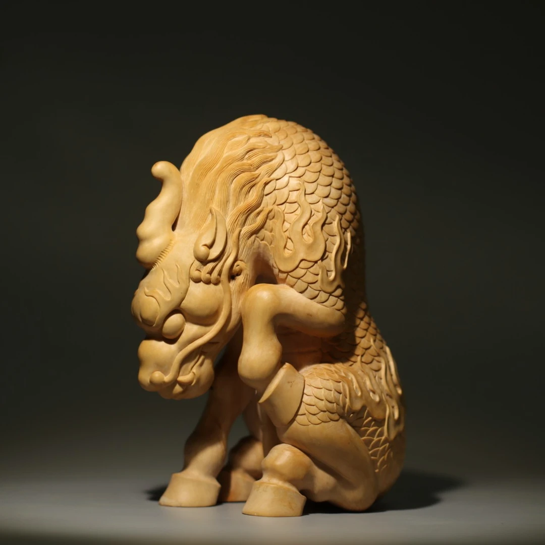 独角兽 小叶黄杨木 纯手工 案头雅件 方颜原创 摆件
