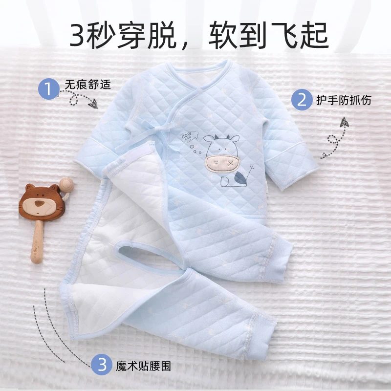 新生婴儿衣服秋冬季0一3个月初生冬款春秋款出生和尚保暖分体套装