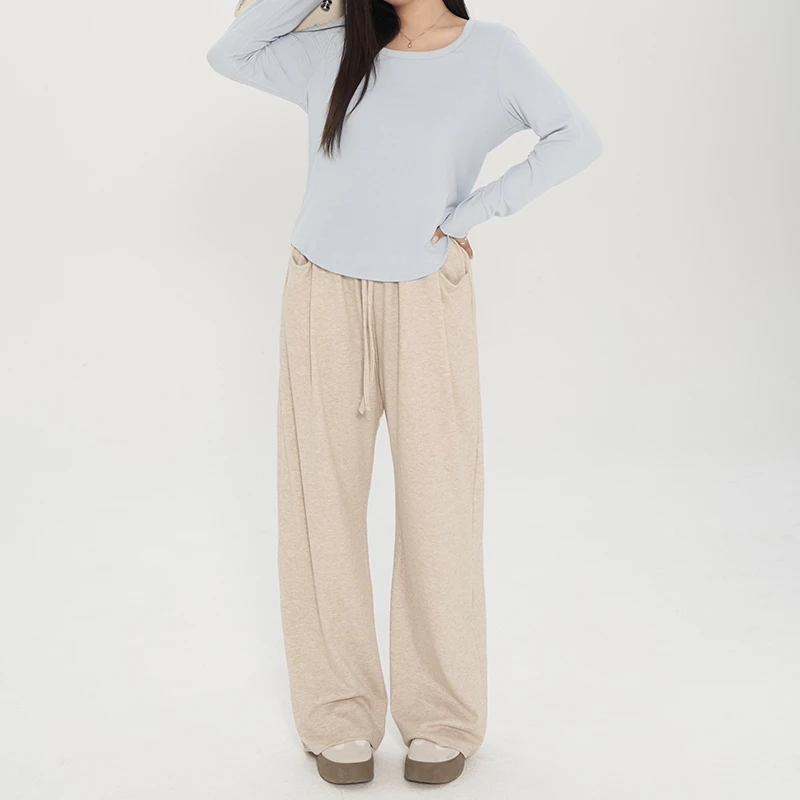 【Q】垂感休闲裤高腰面料柔软宽松阔腿裤 2175