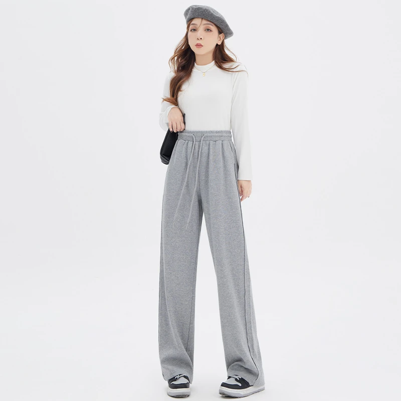 微胖MM休闲卫裤百搭显瘦显腿长运动时尚高腰垂感外穿宽松直筒2198