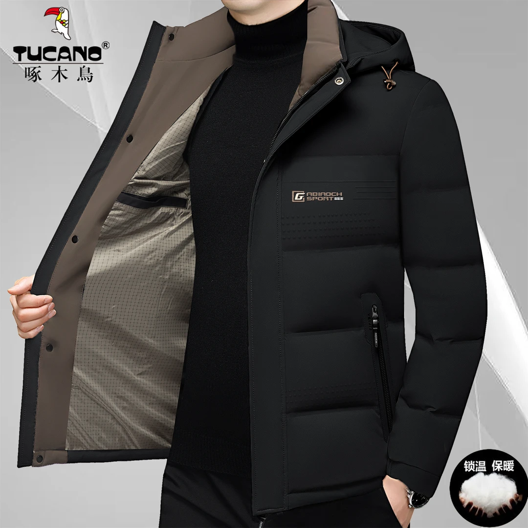 啄木鸟冬季新款高档男士休闲可拆帽棉衣男款棉服外套加厚保暖男