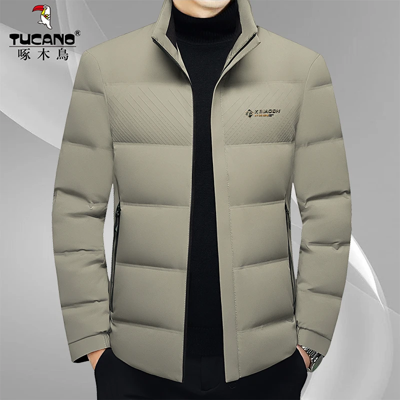 啄木鸟男士新款高档商务休闲保暖立领轻薄棉袄男装外套时尚潮棉服