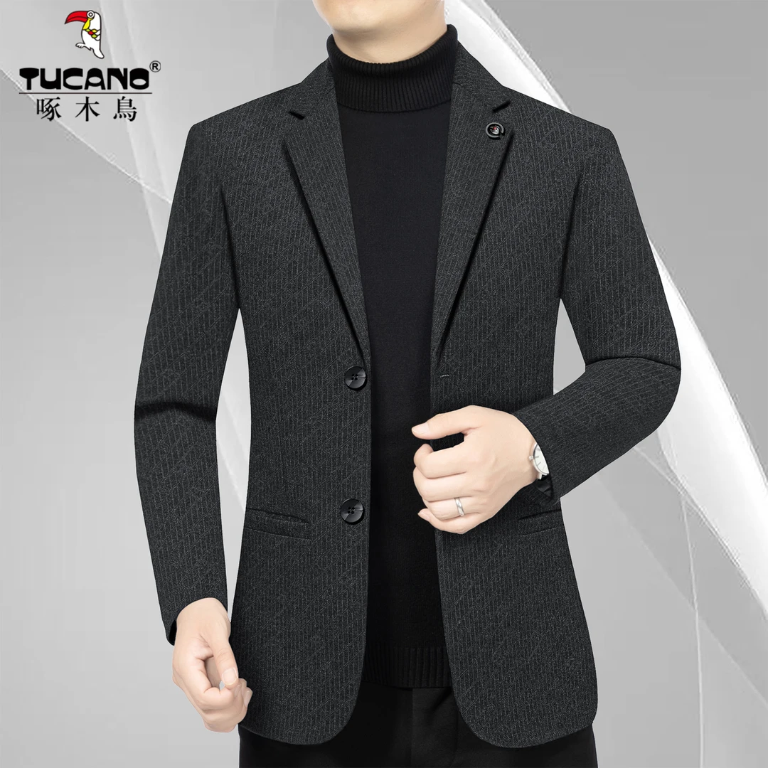 TUCANO/啄木鳥秋季新款男士休闲拉毛高档西装中年商务西服外套男