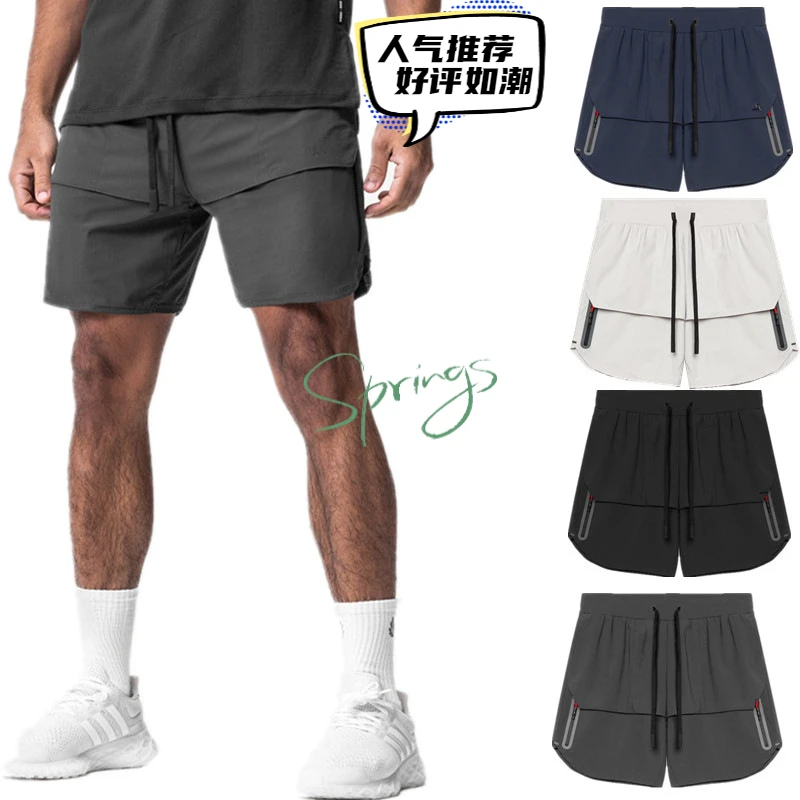 夏季男装新款外贸大码休闲五分裤纯色运动健身短裤速干男士跑步裤