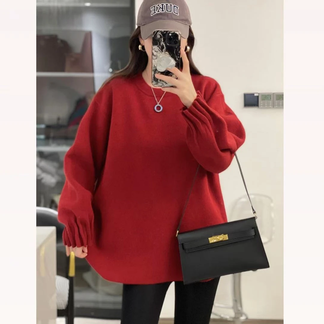 直播特J/今天真好看 欧美风秋冬气质毛衣高腰百褶女