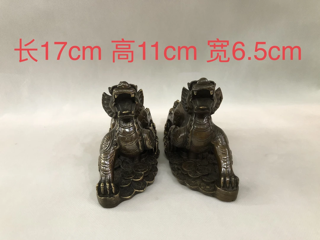 铜貔貅踩金钱招财进宝仿古貔貅居家办公摆设