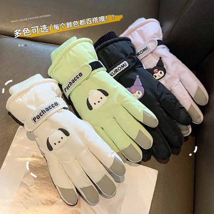可触屏2024款网红保暖加绒女生滑雪地可爱手套女士秋冬季骑车防风