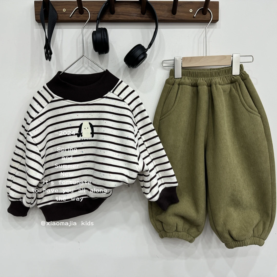 现货-儿童冬季加绒加厚糕糕绒卫衣D-3723韩版休闲穿搭套头卫衣