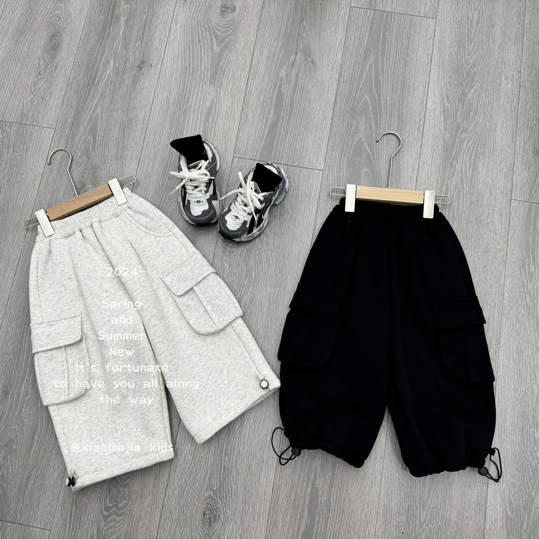 现货-儿童冬季加绒加厚糕糕绒工装卫裤D-3690韩版宽松休闲裤