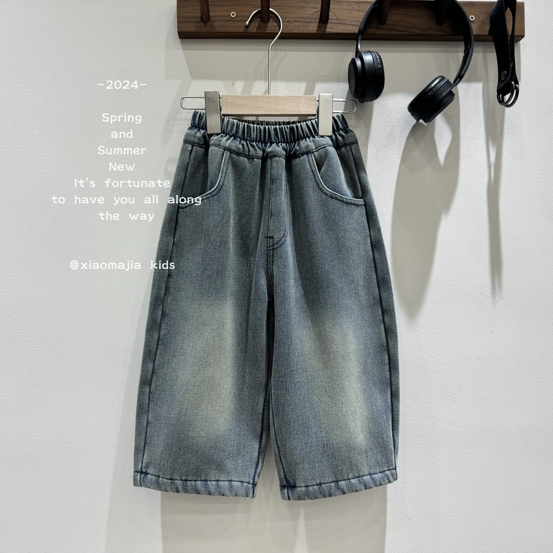 现货-冬季加绒一体绒直筒牛仔裤K-3572宽松潮流百搭时尚裤子