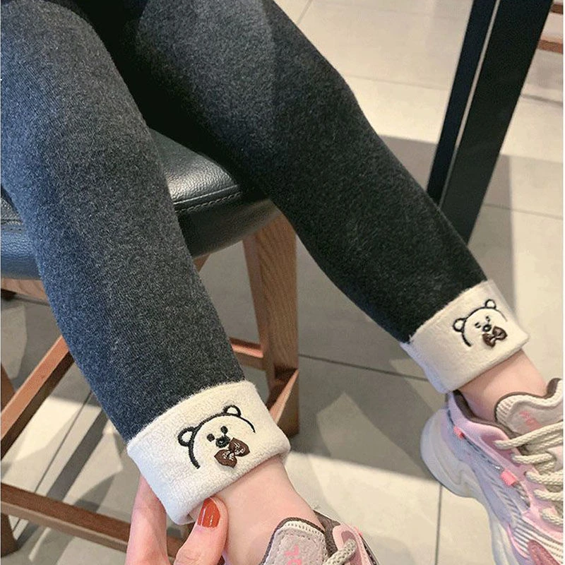 2023秋冬季新款女童一体绒裤子中小童保暖外穿宝宝加绒加厚打底裤