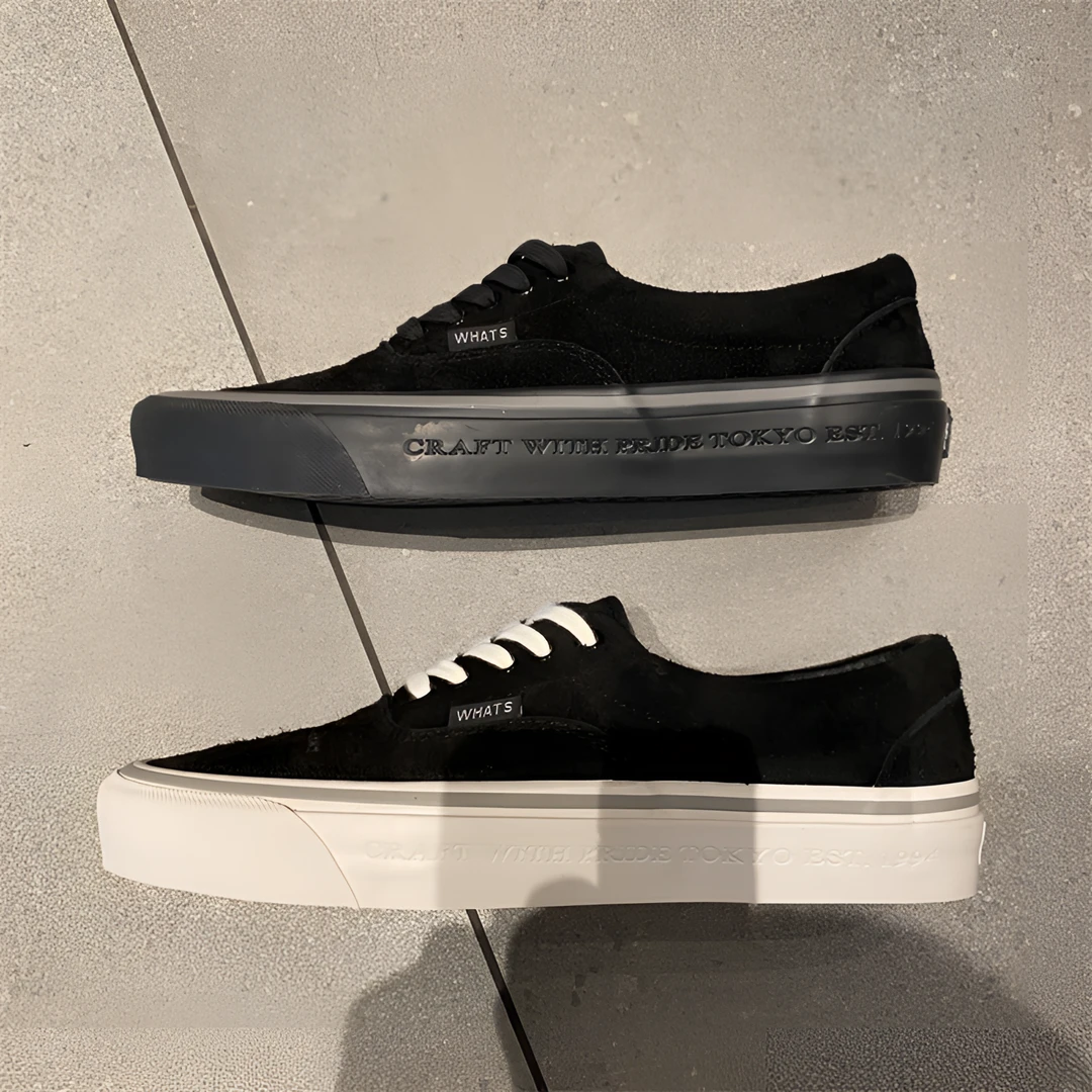 77【钢印版】黑白黑武士纯黑低帮复古板鞋休闲鞋真皮反绒皮板鞋