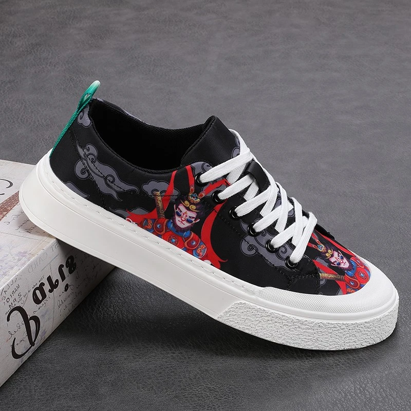 男鞋夏季新款透气帆布鞋男士百搭休闲低帮板鞋时尚国潮前系带潮鞋