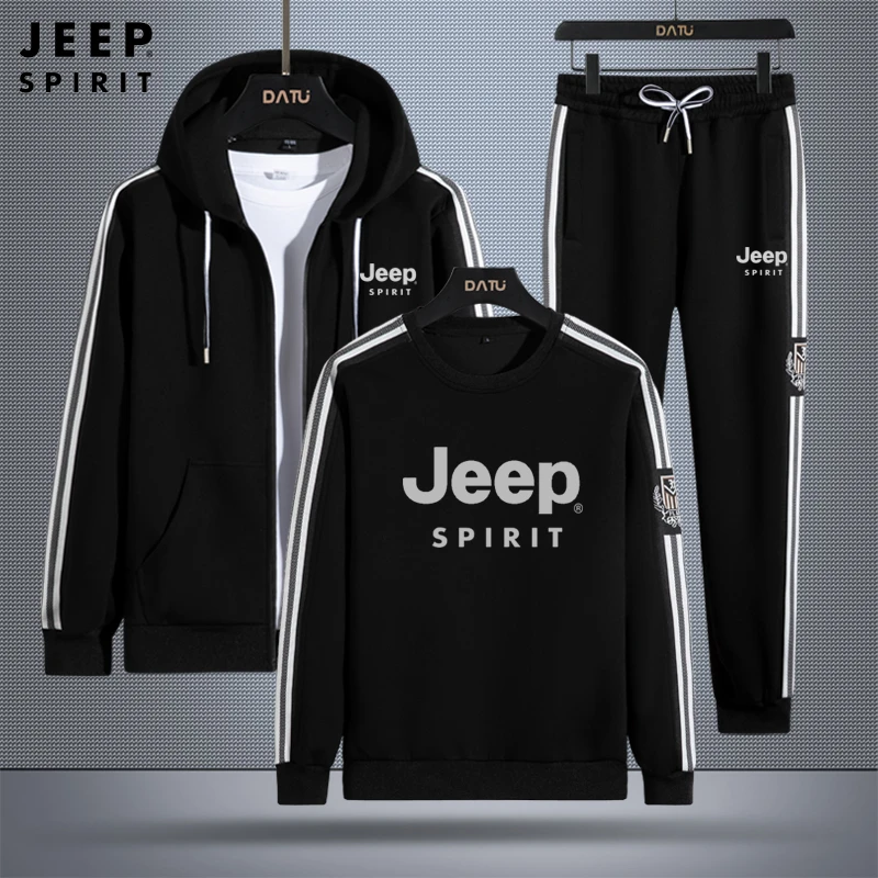 JEEPSPIRIT男女同款春秋潮流运动连帽套装运动服宽松868男士休闲