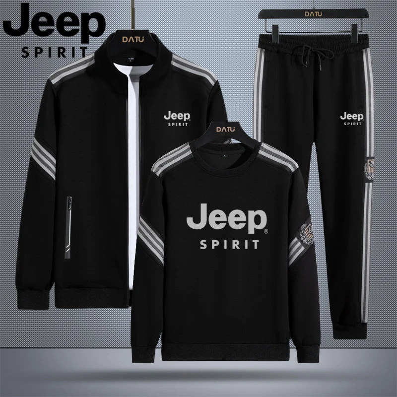 JEEPSPIRIT男士春秋季潮流三件套装运动服宽松休闲卫衣卫裤858