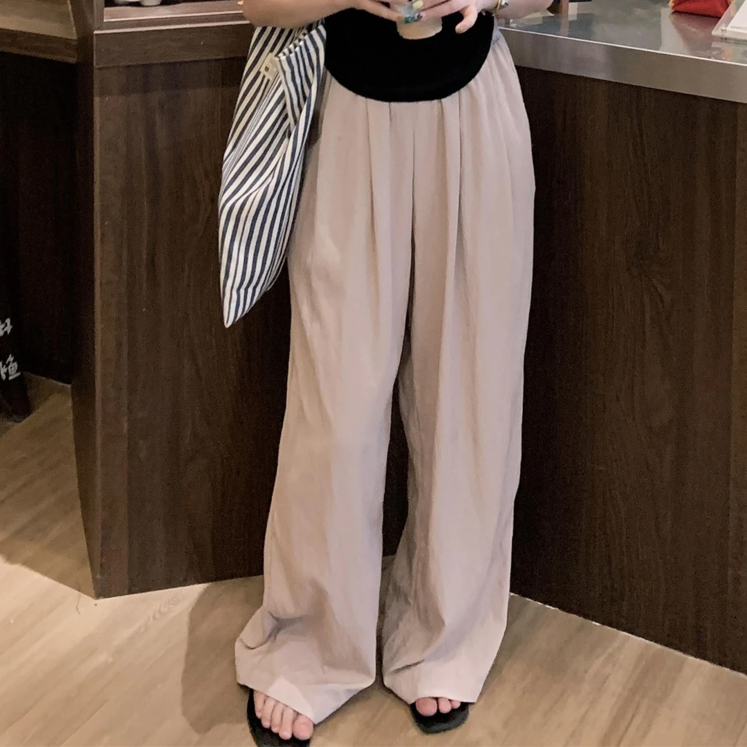 漫姐的店现货【空调裤】松紧腰高腰休闲长裤女宽松显瘦时尚阔腿裤