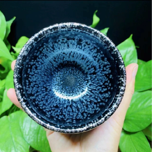 燚盏建盏黑底银斑小口经