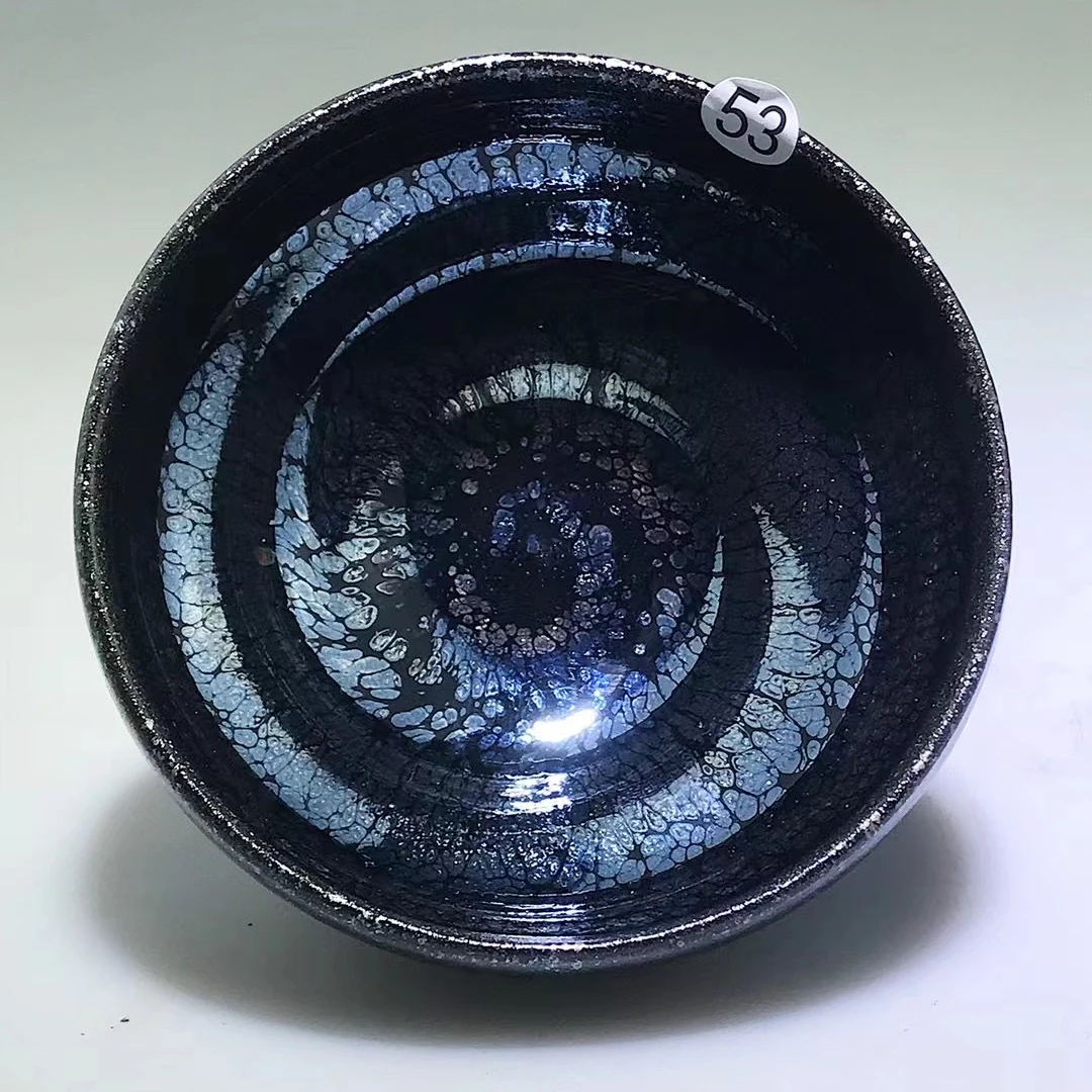 燚盏建盏冰蓝水母滴