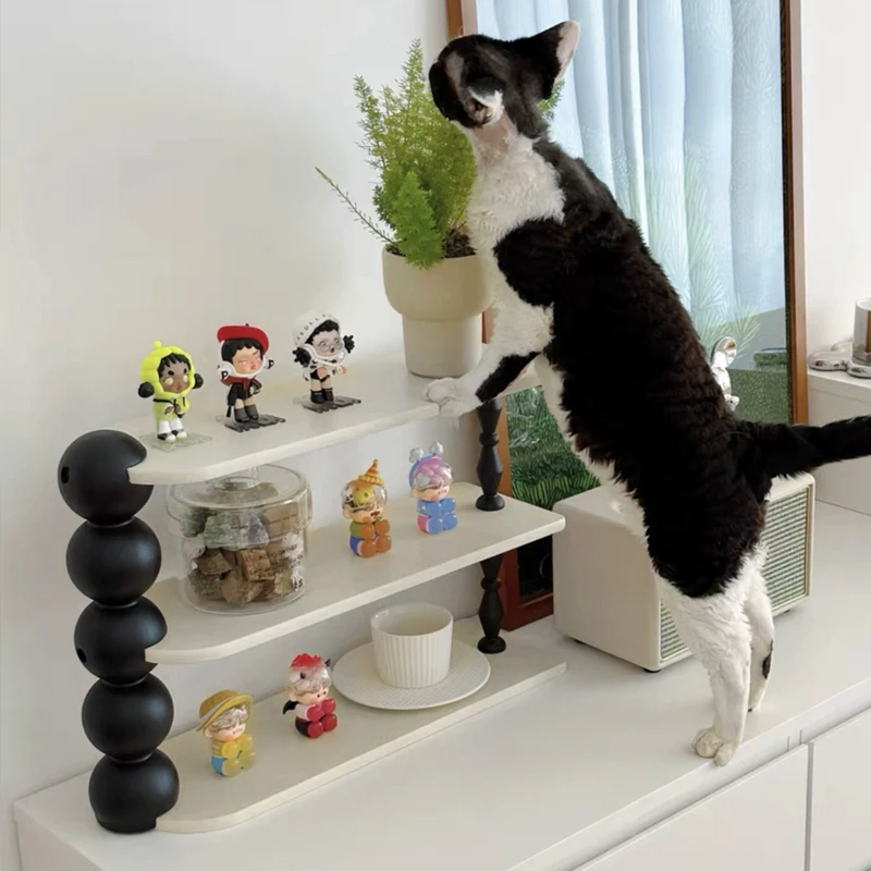 法式复古简易奶油杯架客厅办公桌面置物多功能杯子香水收纳展示架