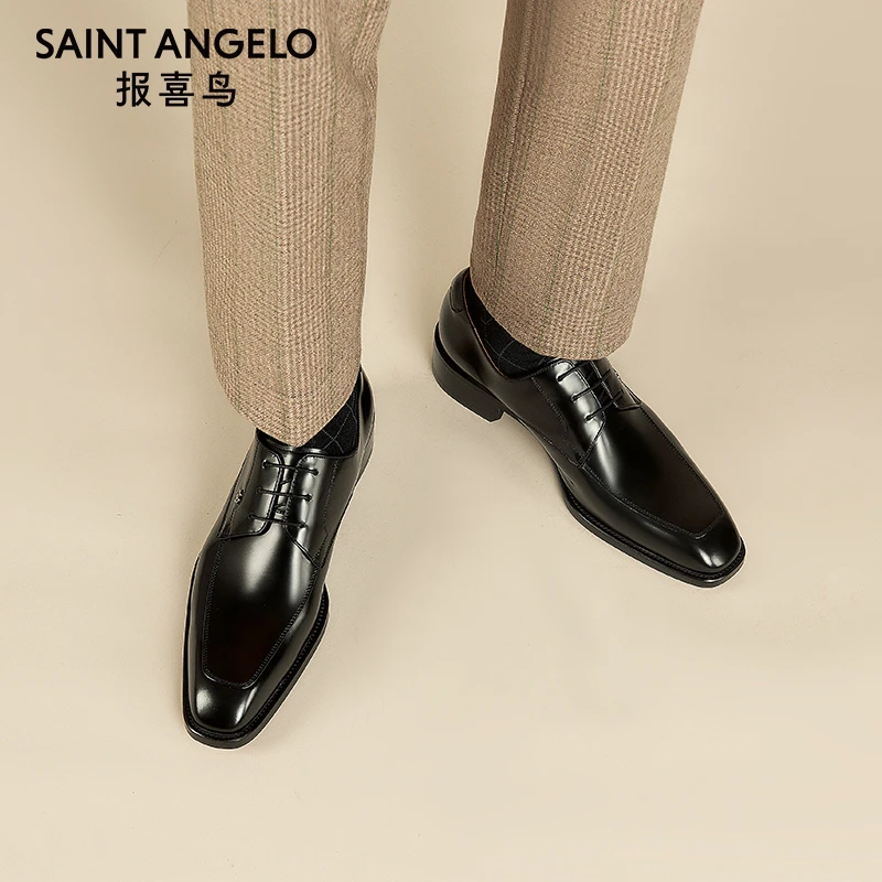 报喜鸟红底鞋新郎皮鞋结婚真皮夏季新款男士德比鞋商务正装方头鞋