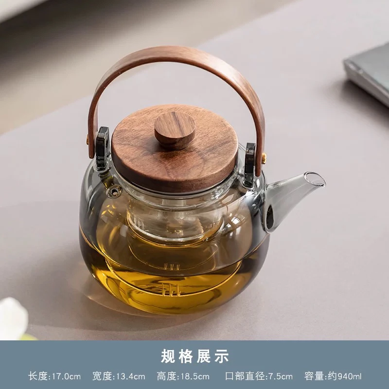耐热玻璃壶加厚提梁壶大容量手工茶具煮茶壶泡茶壶花茶壶煮水家用