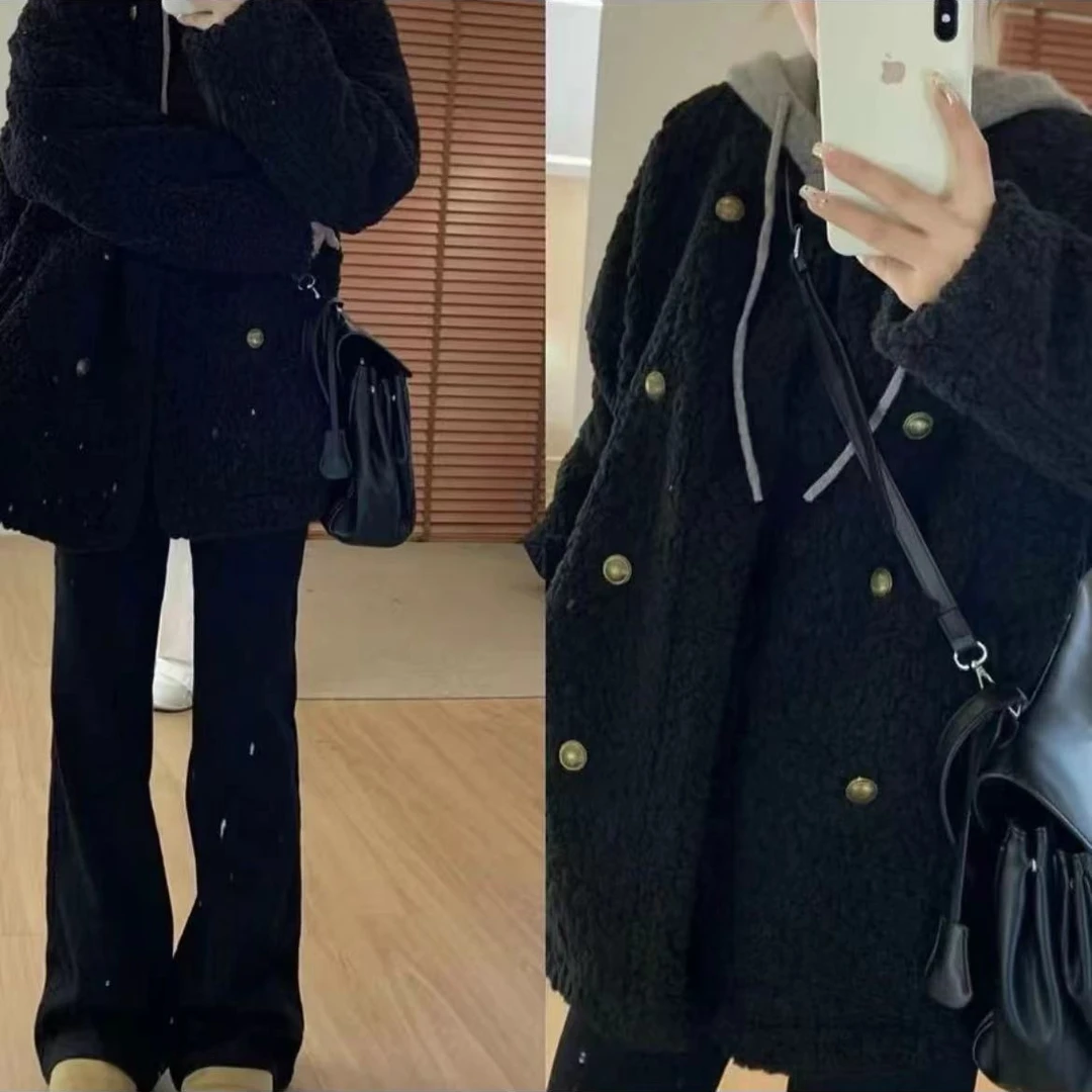 大码黑色外套秋冬季中款外套8865#